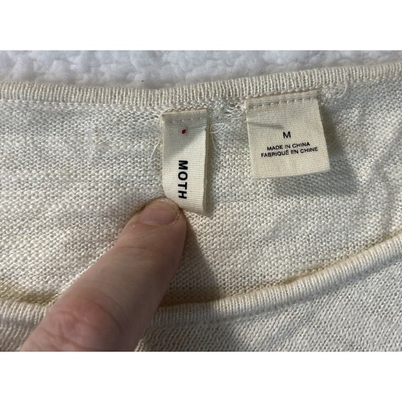 Anthropologie Moth Sweater Womens M Ivory Cross Front Drape Boho Chic Knit Top - Picture 2 of 9